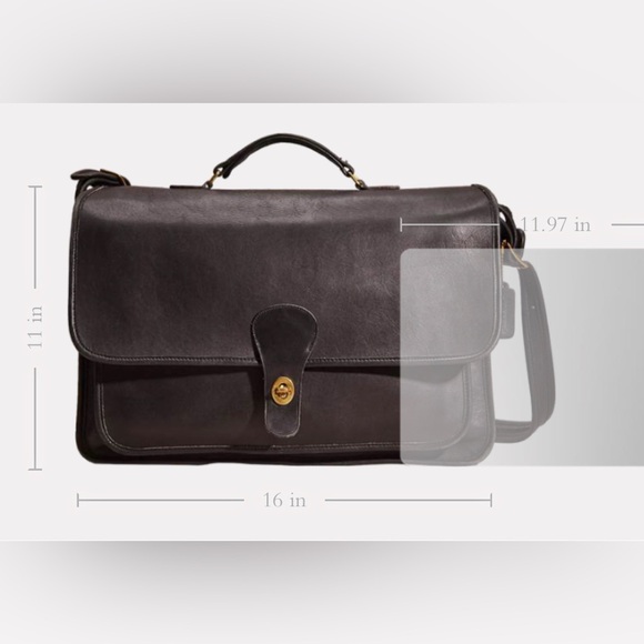 COACH VINTAGE | Unisex 1990s Vintage Coach Leather Messenger Bag - Picture 14 of 15